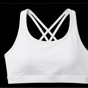Women's White Strappy Sports Bra